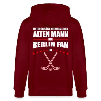 Alter Mann - Berlin Eishockey Fan | Retro - Stanley/Stella CULTIVATOR  Unisex Organic Hooded Jacket - burgundy - Back - Anna (173cm)