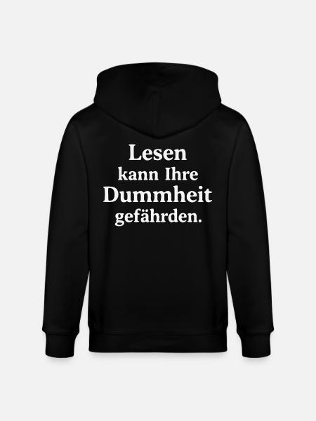 Reading can jeopardize your stupidity - Stanley/Stella CULTIVATOR Unisex Organic Hooded Jacket - black