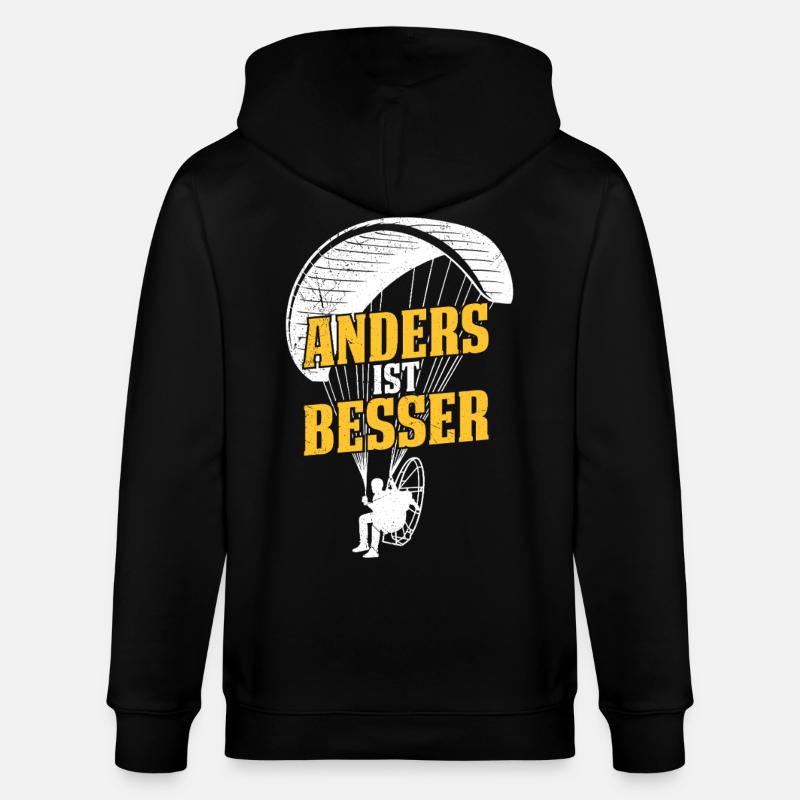 Paraglider DIFFERENT IS BETTER Fun - Stanley/Stella CULTIVATOR  Unisex Organic Hooded Jacket - black