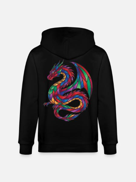 Buntglas-Drachen-Mosaik-Fantasie - Stanley/Stella Unisex Bio-Kapuzenjacke CULTIVATOR - Schwarz