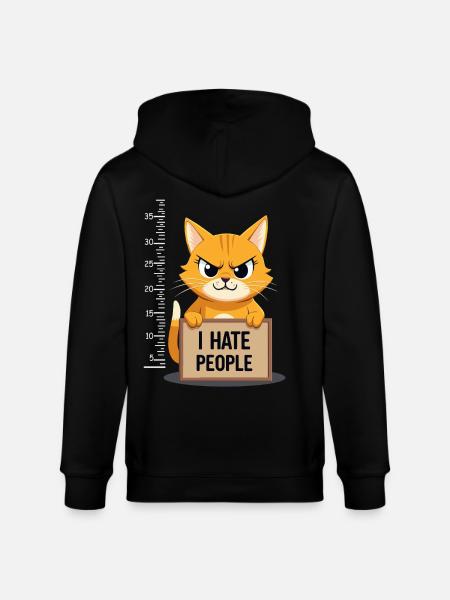 Griesgrämige Katze I Hate People Polizeifoto - Stanley/Stella CULTIVATOR Unisex Organic Hooded Jacket - black