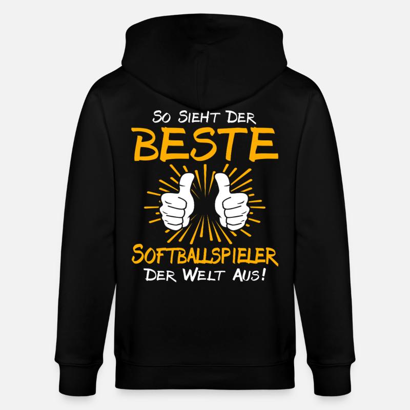 Softballspieler Geschenkidee - Stanley/Stella Unisex Bio-Kapuzenjacke CULTIVATOR  - Schwarz