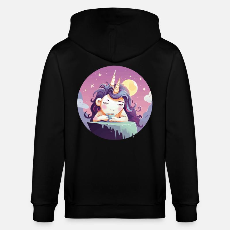 Mondtee Einhorn am Abend - Stanley/Stella Unisex Bio-Kapuzenjacke CULTIVATOR  - Schwarz