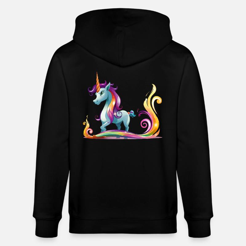Regenbogen-Einhorn Farbströme - Stanley/Stella Unisex Bio-Kapuzenjacke CULTIVATOR  - Schwarz