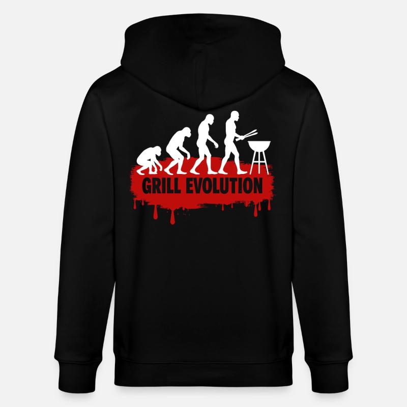 Grill Evolution Lustiger Grillmeister Spruch - Stanley/Stella Unisex Bio-Kapuzenjacke CULTIVATOR  - Schwarz