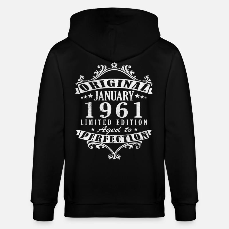 65e anniversaire Millésime janvier 1961 - Veste à capuche bio CULTIVATOR Stanley/Stella Unisexe - noir