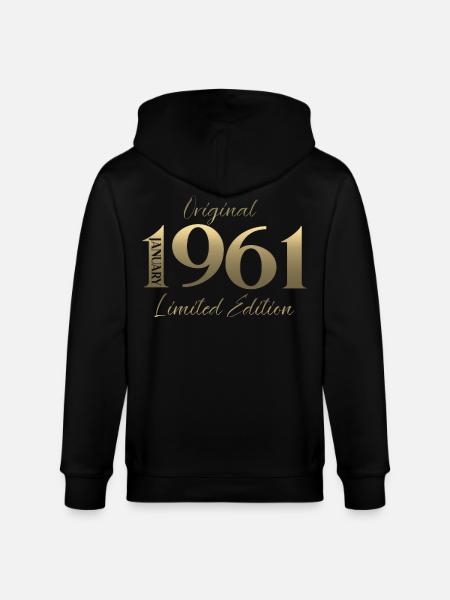 65th Birthday Original January 1961 - Stanley/Stella CULTIVATOR  Unisex Organic Hooded Jacket - black
