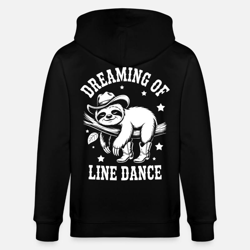 Faultier LineDance Cowboy - Stanley/Stella Unisex Bio-Kapuzenjacke CULTIVATOR  - Schwarz