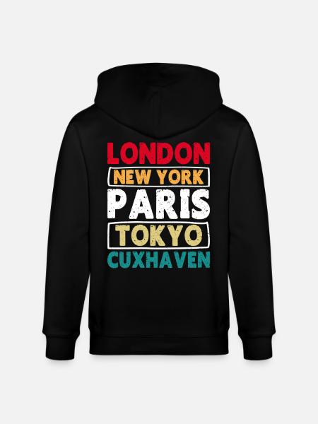 North Sea LONDON NEW YORK PARIS TOKYO CUXHAVEN - Stanley/Stella CULTIVATOR  Unisex Organic Hooded Jacket - black