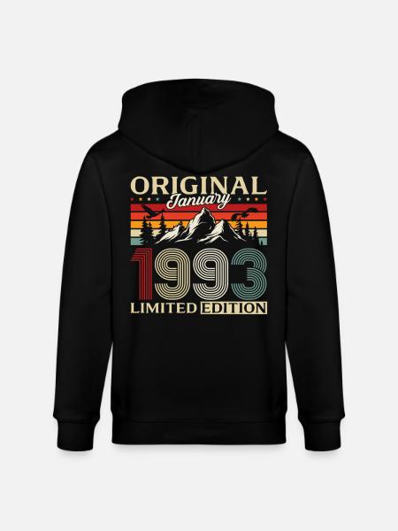 33rd Birthday Original January 1993 - Stanley/Stella CULTIVATOR Unisex Organic Hooded Jacket - black