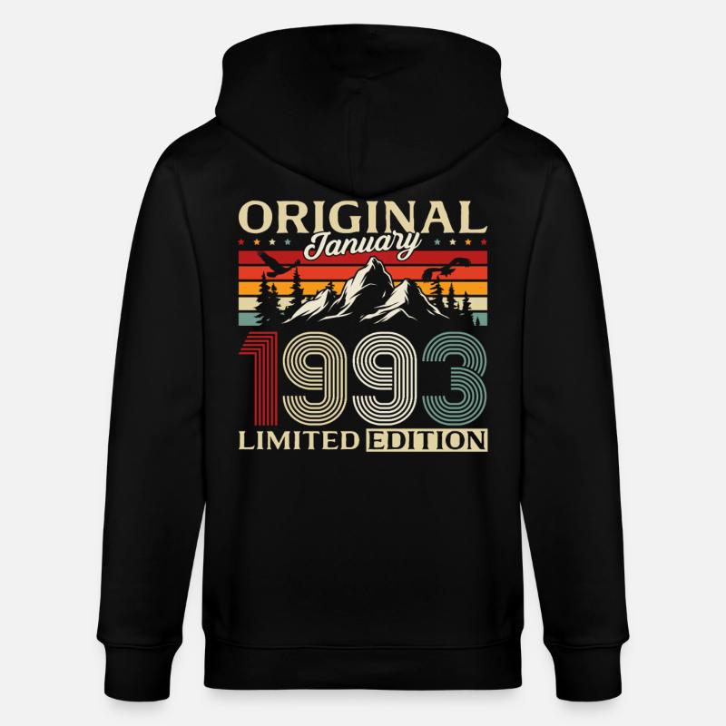 33rd Birthday Original January 1993 - Stanley/Stella CULTIVATOR  Unisex Organic Hooded Jacket - black