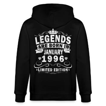 30. Geburtstag Original Januar Jahrgang 1996 - Stanley/Stella Unisex Bio-Kapuzenjacke CULTIVATOR  - Schwarz - Hinten - Anna (173cm)