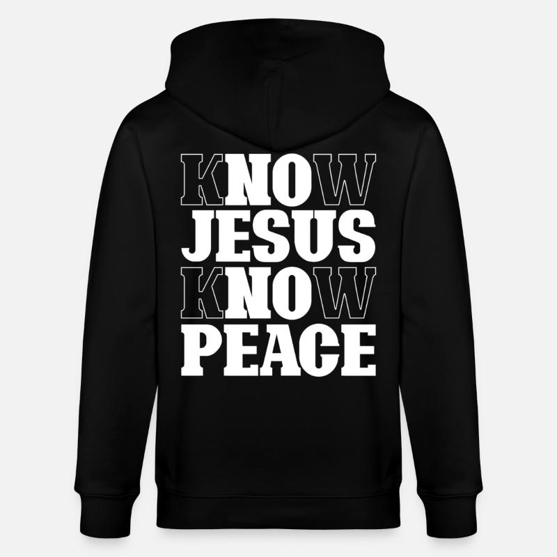 Know Jesus Know Peace Schriftzug - Stanley/Stella Unisex Bio-Kapuzenjacke CULTIVATOR  - Schwarz