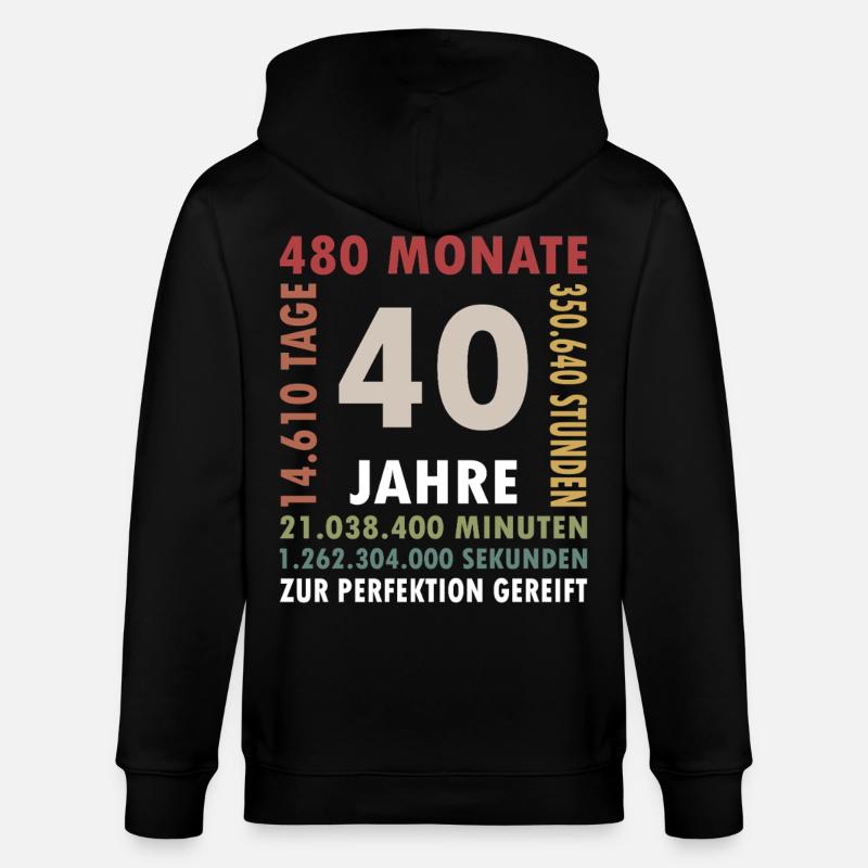 Cadeau d’anniversaire de 40 ans quarante - Veste à capuche bio CULTIVATOR Stanley/Stella Unisexe - noir
