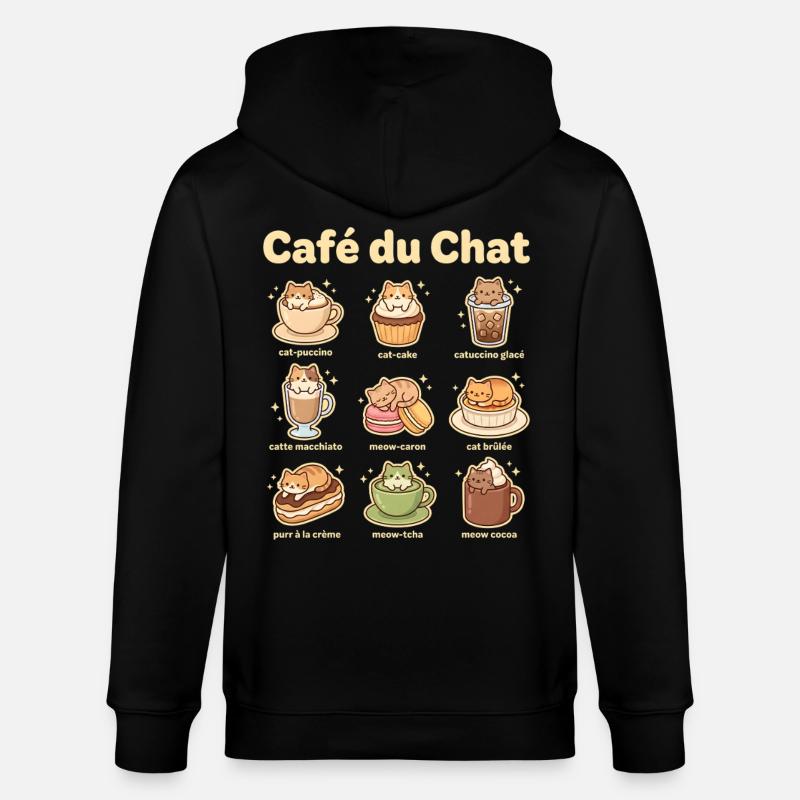 Café du Chat Cat Delight - Veste à capuche bio CULTIVATOR Stanley/Stella Unisexe - noir