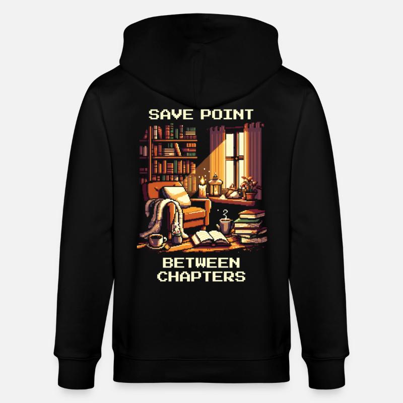 Savepoint zwischen Kapiteln | Lesepause Lesen - Stanley/Stella Unisex Bio-Kapuzenjacke CULTIVATOR  - Schwarz