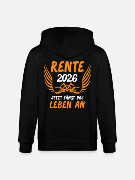 Rente 2026 Ruhestand Rentner Rentnerin - Stanley/Stella Unisex Bio-Kapuzenjacke CULTIVATOR  - Schwarz