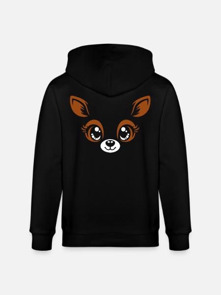 Deer | Big Face Costume Carnival Disguise - Stanley/Stella CULTIVATOR  Unisex Organic Hooded Jacket - black