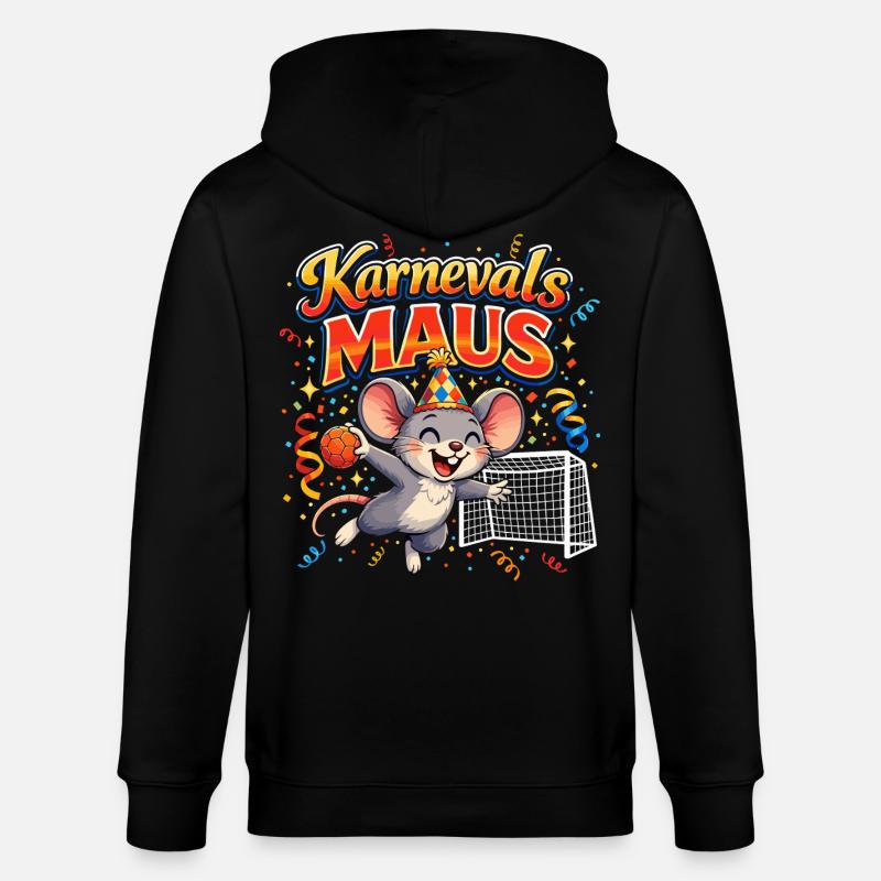 Karnevalsmaus Handball Geschenk Lustig Fasching - Stanley/Stella Unisex Bio-Kapuzenjacke CULTIVATOR  - Schwarz