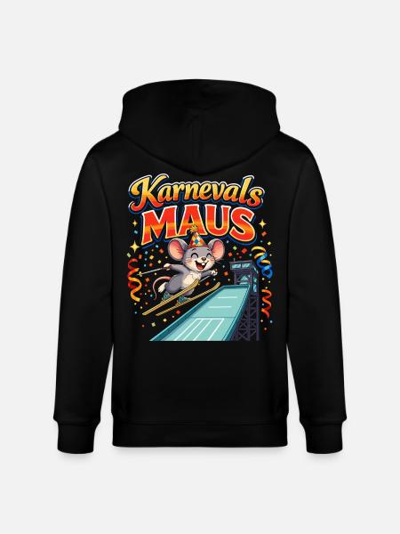 Carnival Mouse Ski Jumping Funny - Stanley/Stella CULTIVATOR  Unisex Organic Hooded Jacket - black