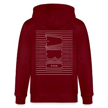 Lebenslinien | Abi 26 - Abitur - Geschenk - Stanley/Stella Unisex Bio-Kapuzenjacke CULTIVATOR  - Burgunderrot - Hinten - Anna (173cm)