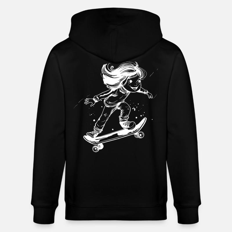 Skateboarding Mädchen Zeichnung - Stanley/Stella Unisex Bio-Kapuzenjacke CULTIVATOR  - Schwarz