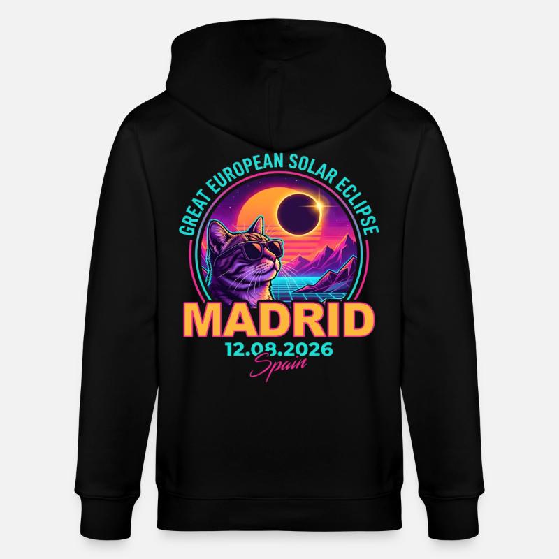 Éclipse de Solar Cat Madrid 2026 - Veste à capuche bio CULTIVATOR Stanley/Stella Unisexe - noir