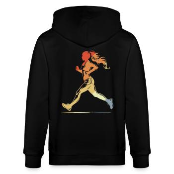 Runner Girl Graphic Vintage - Stanley/Stella CULTIVATOR  Unisex Organic Hooded Jacket - black - Back - Anna (173cm)