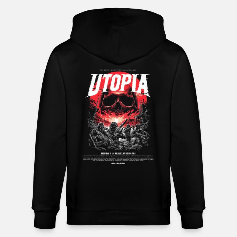 Utopia Crâne Rouge de Feu - Veste à capuche bio CULTIVATOR Stanley/Stella Unisexe - noir