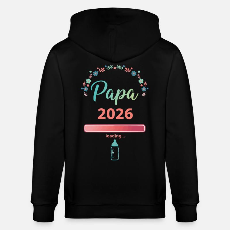 Papa 2026 Loading – Werdender Vater - Stanley/Stella Unisex Bio-Kapuzenjacke CULTIVATOR  - Schwarz
