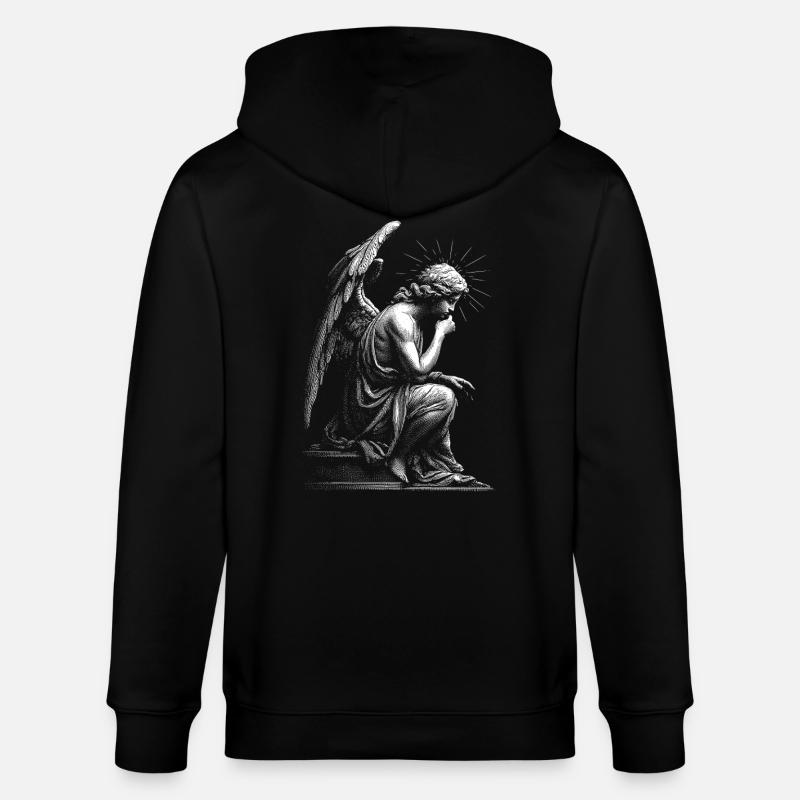 Gravure de silhouette d’ange - Veste à capuche bio CULTIVATOR Stanley/Stella Unisexe - noir