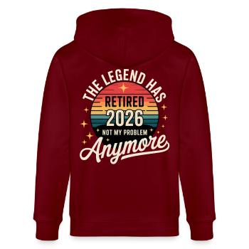 Perfect Retirement Gift 2026, Ideal for men  women - Veste à capuche bio CULTIVATOR Stanley/Stella Unisexe - bordeaux - Dos - Anna (173cm)