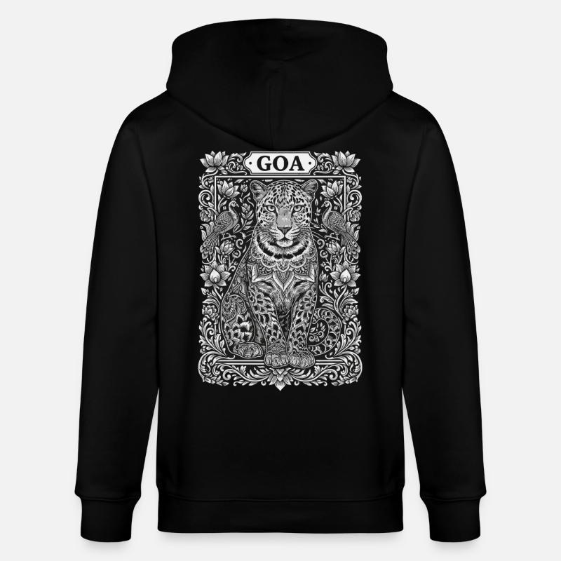 Mandala du léopard de Goa - Veste à capuche bio CULTIVATOR Stanley/Stella Unisexe - noir