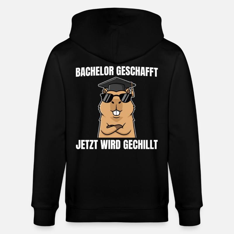 Bachelor geschafft - Capybara Bachelorprüfung - Stanley/Stella Unisex Bio-Kapuzenjacke CULTIVATOR  - Schwarz