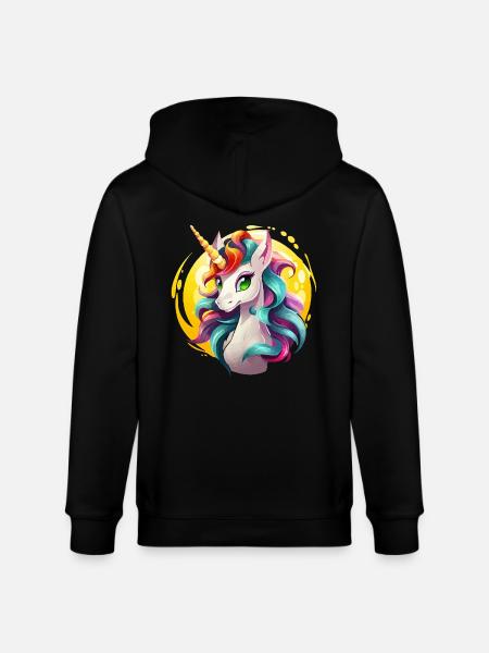 Regenbogenunicorn in Sonnencircle - Stanley/Stella Unisex Bio-Kapuzenjacke CULTIVATOR  - Schwarz