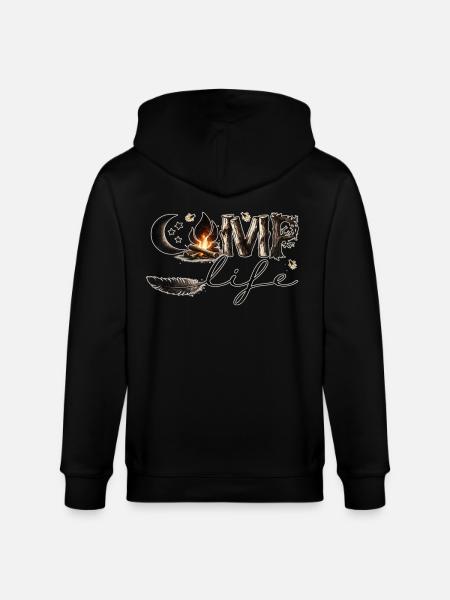 Camp Life – Campfire, Nature & Freedom - Stanley/Stella CULTIVATOR  Unisex Organic Hooded Jacket - black