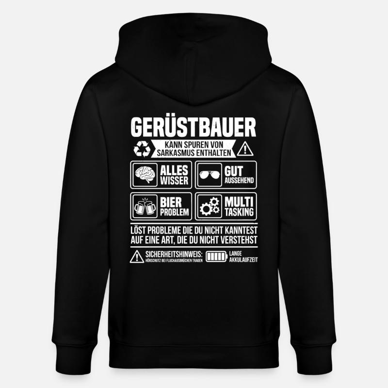 Gerüstbauer Infografik – Lustiger Handwerker - Stanley/Stella Unisex Bio-Kapuzenjacke CULTIVATOR - Schwarz
