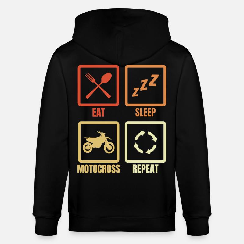 Manger, dormir, motocross, répéter - Veste à capuche bio CULTIVATOR Stanley/Stella Unisexe - noir