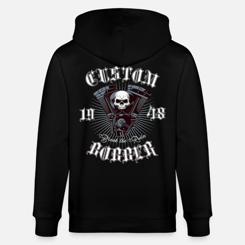Bobber Chopper Motorrad Design - Stanley/Stella Unisex Bio-Kapuzenjacke CULTIVATOR - Schwarz