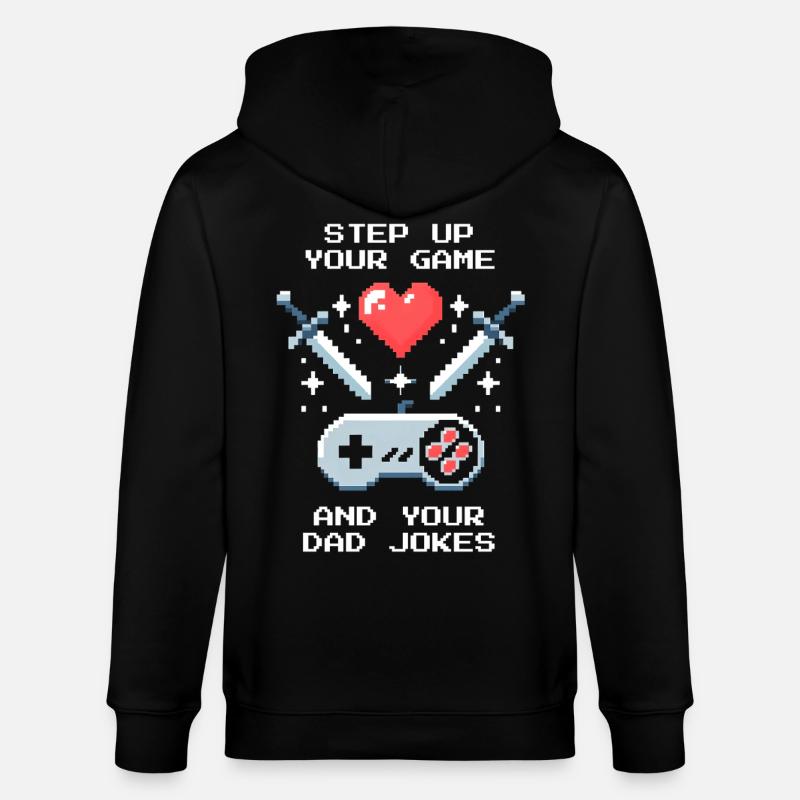 Level up & Papa-Witze | Bonuspapa Patchwork - Stanley/Stella Unisex Bio-Kapuzenjacke CULTIVATOR - Schwarz