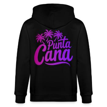 Vacances caribéennes à Punta Cana avec palmiers - Veste à capuche bio CULTIVATOR Stanley/Stella Unisexe - noir - Dos - Anna (173cm)