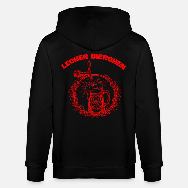 Lustiges Bier Geschenk – „Lecker Bierchen“ - Stanley/Stella Unisex Bio-Kapuzenjacke CULTIVATOR  - Schwarz