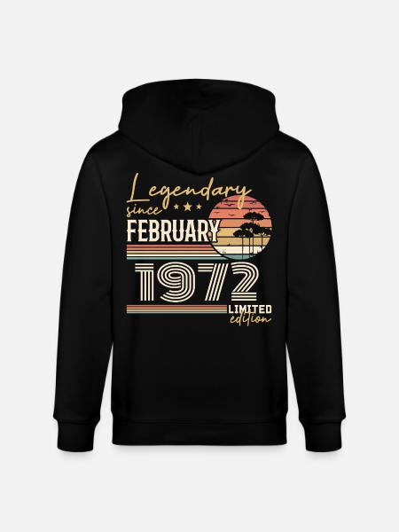 Février 1972 anniversaire 1972 légendes Février - Veste à capuche bio CULTIVATOR Stanley/Stella Unisexe - noir