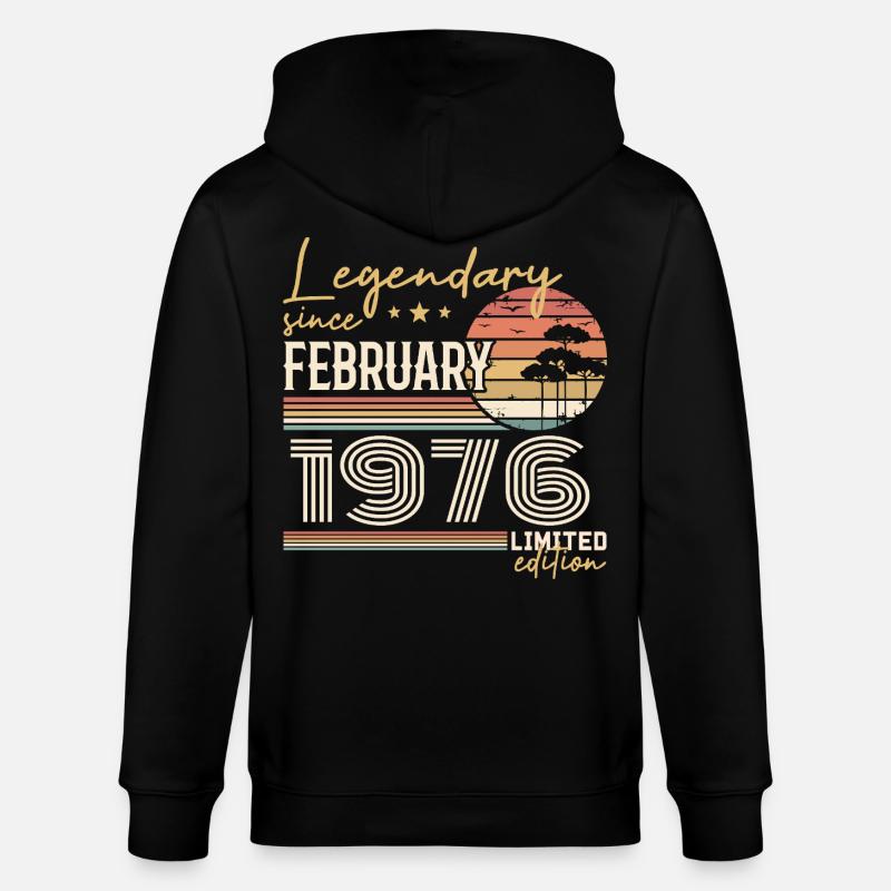 Février 1976 anniversaire 1976 légendes Février - Veste à capuche bio CULTIVATOR Stanley/Stella Unisexe - noir