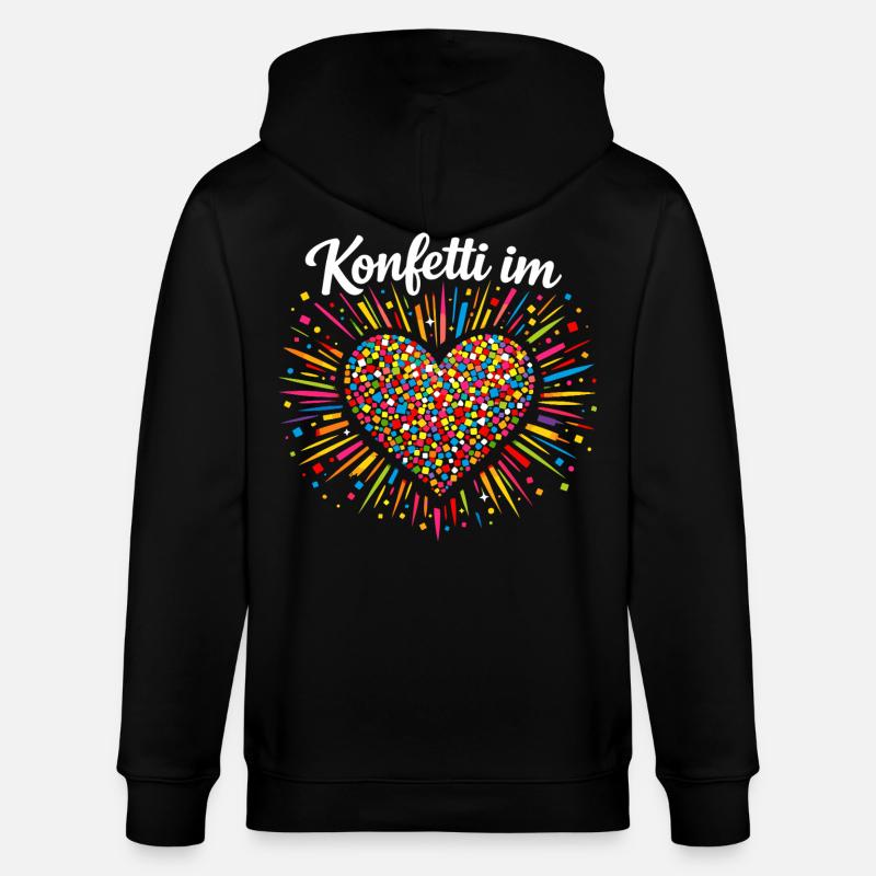 Konfetti Im Herzen Karneval Geschenk - Stanley/Stella Unisex Bio-Kapuzenjacke CULTIVATOR  - Schwarz