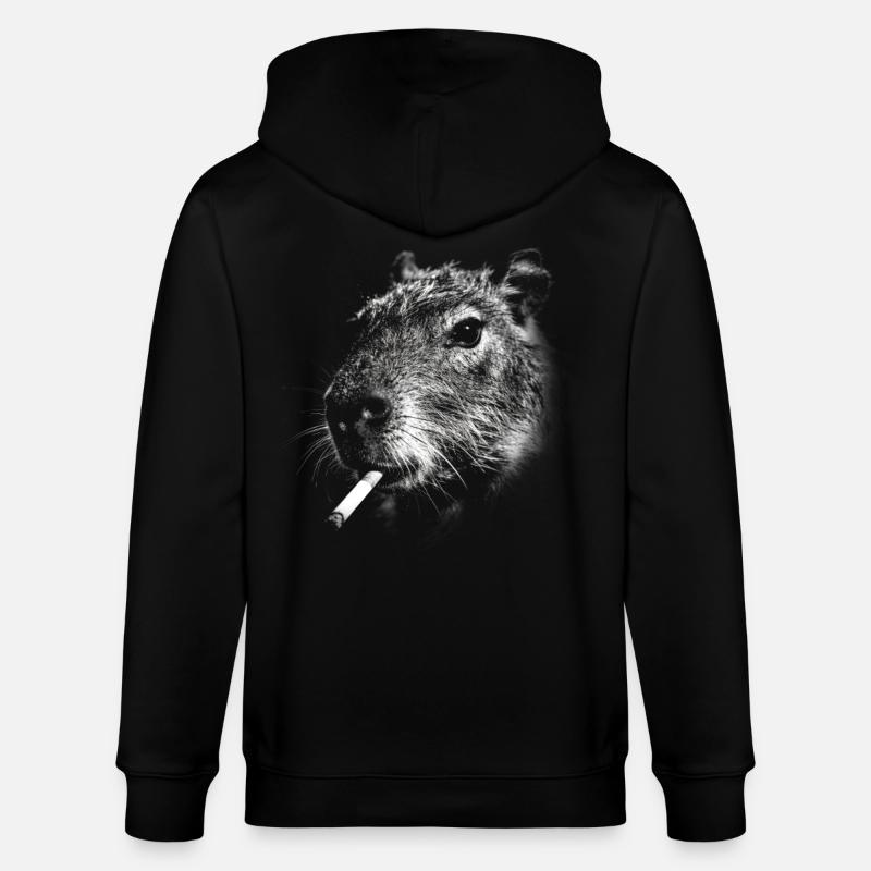 Fumer, cigarette, capybara, fumer une cigarette - Veste à capuche bio CULTIVATOR Stanley/Stella Unisexe - noir