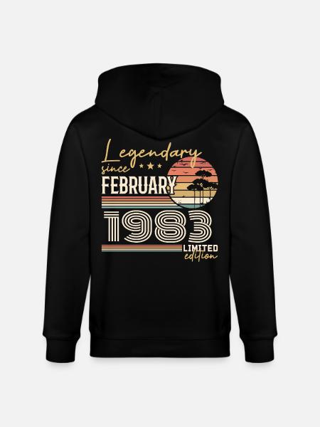 Février 1983 anniversaire 1983 légendes Février - Veste à capuche bio CULTIVATOR Stanley/Stella Unisexe - noir