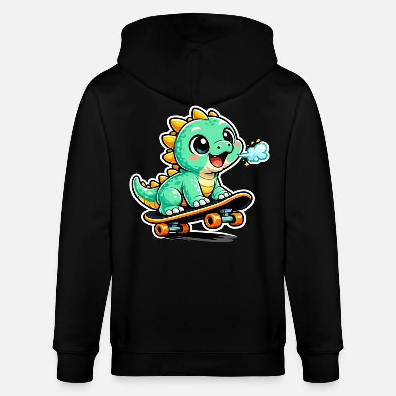 Héros du skateboard Dino vert - Veste à capuche bio CULTIVATOR Stanley/Stella Unisexe - noir