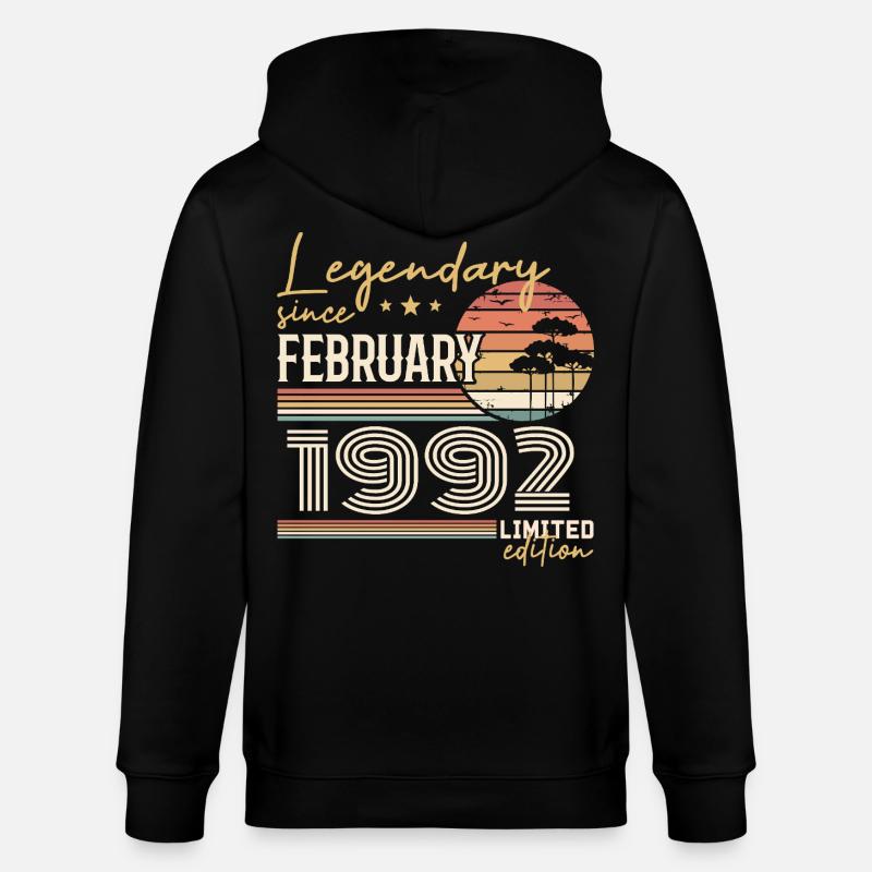 Février 1992 anniversaire 1992 légendes Février - Veste à capuche bio CULTIVATOR Stanley/Stella Unisexe - noir