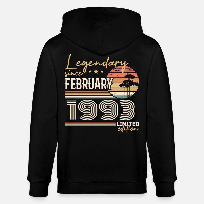 Février 1993 anniversaire 1993 légendes Février - Veste à capuche bio CULTIVATOR Stanley/Stella Unisexe - noir